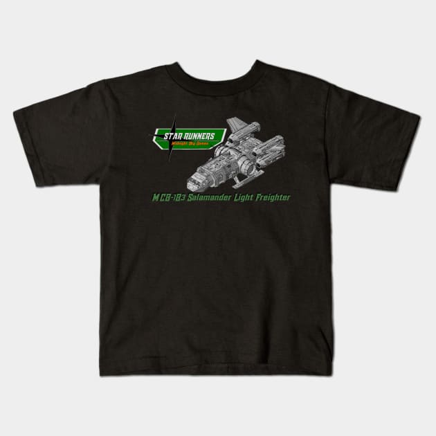 Salamander Light Freighter Kids T-Shirt by Midnight Sky Games